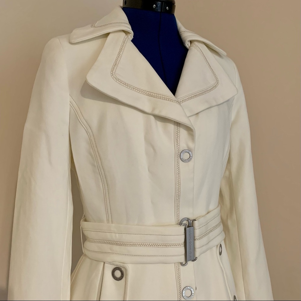 Adolfo Dominguez Cream Trench-Style Belted Blazer
